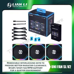 LIAN LI UNI FAN SL V2 SL120V2 SL140V2 Hoja hacia adelante o hacia atrás 10% Rendimiento Kit de ventilador RGB actualizado, paquete individual o triple