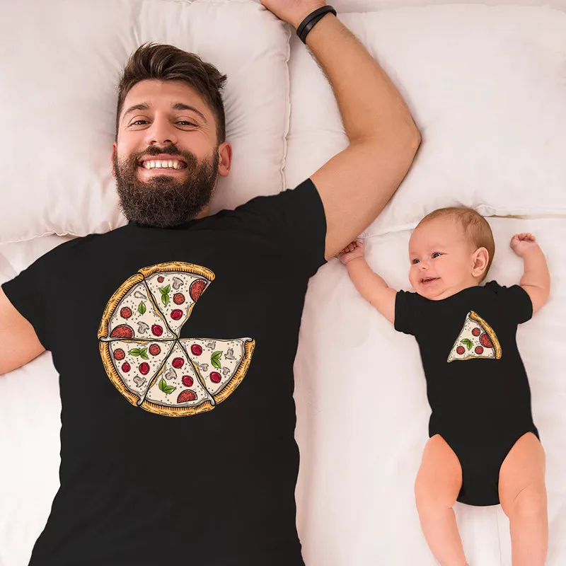 Family Matching Clothes Pizza Slice Family Look T shirt Daddy Mommy and Me Baby T-shirt Father\'s Day Mother\'s Day Newborn Gift