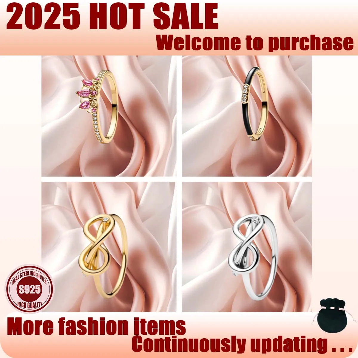 

S925 Silver Light Luxury Fashion Cute Personality Exquisite Women's Multi occasion Versatile Ring Gift Bag Free Shipping