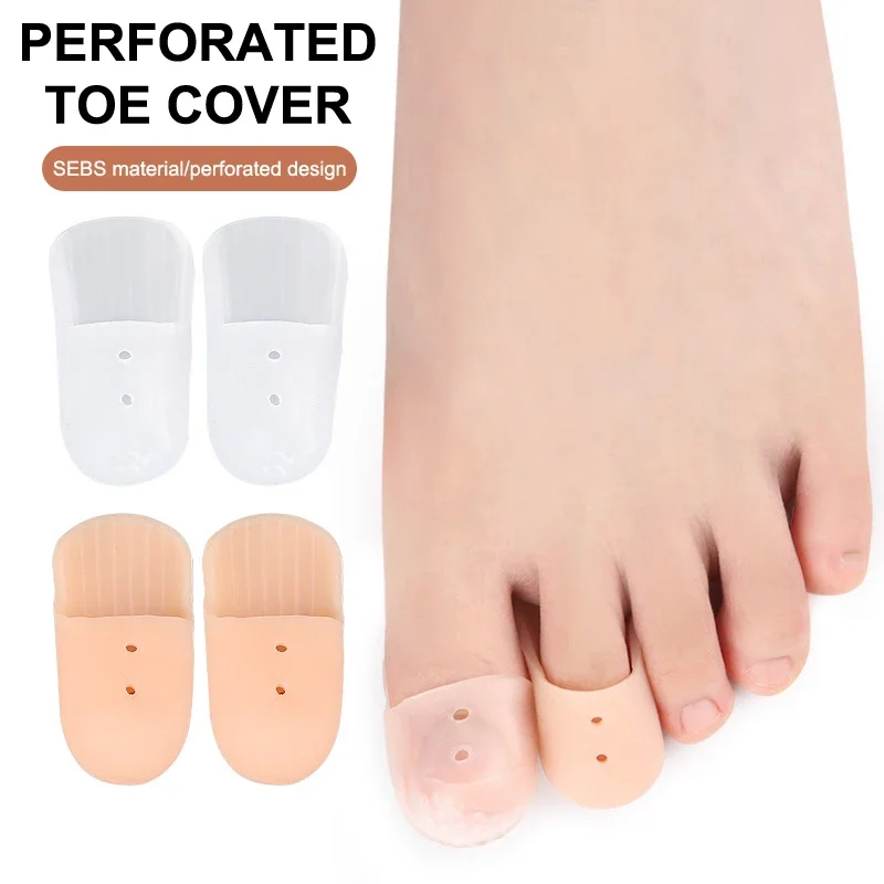 1Pair Silicone Finger Toe Caps with Hole Wear-Resistant Protector Covers Thumb Sleeve for Corns Blisters Pain Relief Foot Care