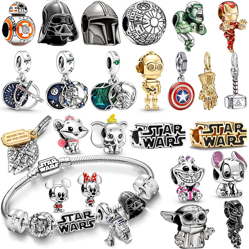 Fall New 925 Silver Plated MINISO Marvel Star Wars Rescuers Pendant Charm Fit Original Pandora Bracelet Jewelry DIY