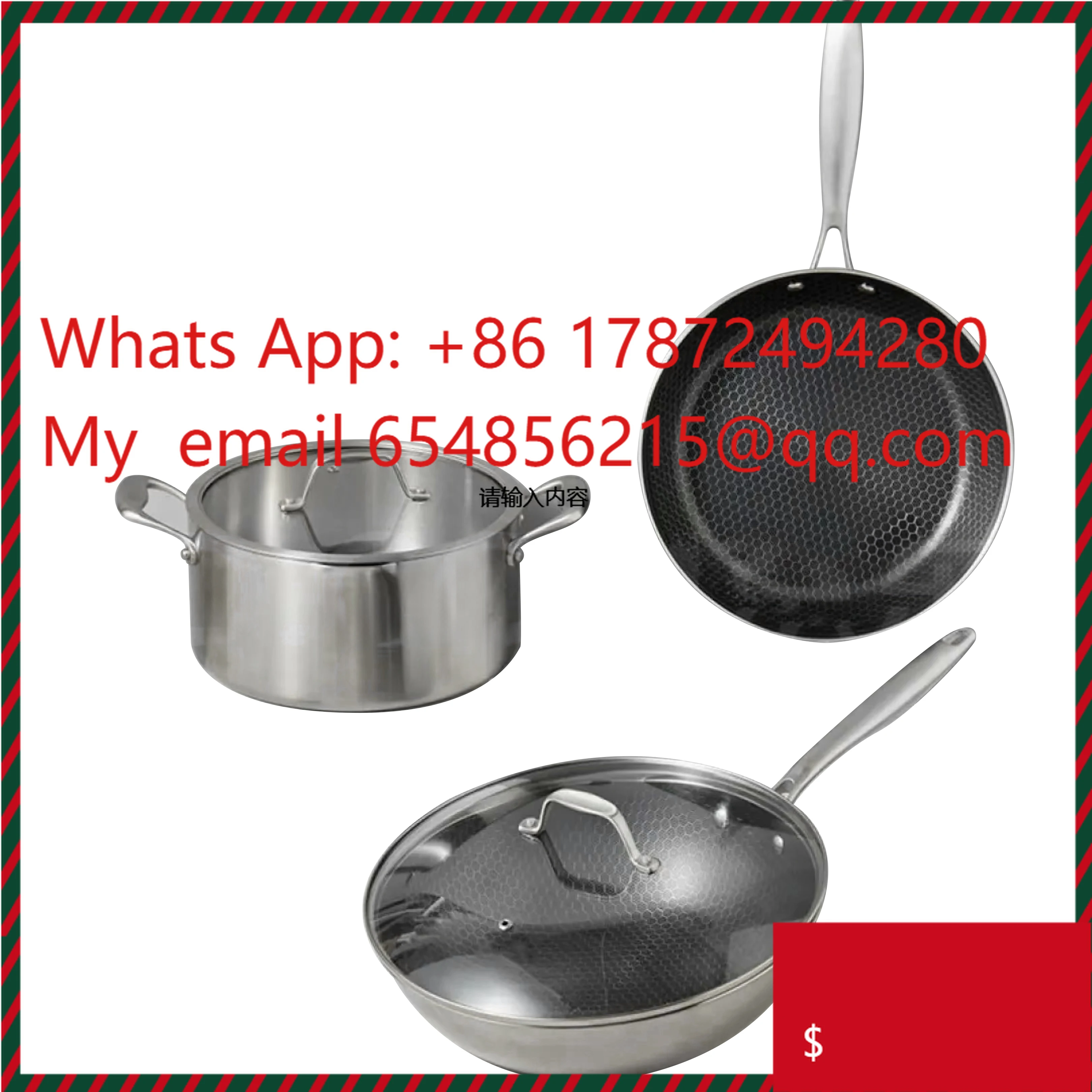 Classic Stainless Steel Kitchenware Set with Ceramic Coating Including 28cm Frypan 24cm Fry Pan 30cm Soup Pot and Wok