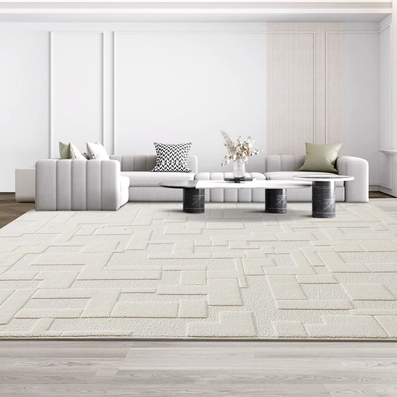 

Modern light luxury minimalist carpets living room japanese-style wabi sabi rice white plain color bedroom mats superior anti-ba