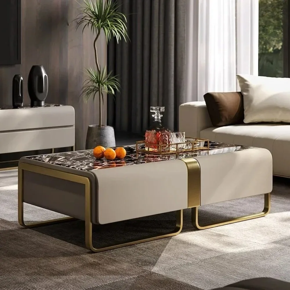 for coffee table senior designer furniture villa large flat layer marble luxury stone tea machine combination