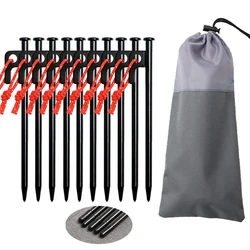 10Pcs Heavy Duty Tent Stakes with Storage Pouch, 20cm/30cm/40cm Forged Steel Tent Pegs for Camping, Hiking, Outdoor Lawn