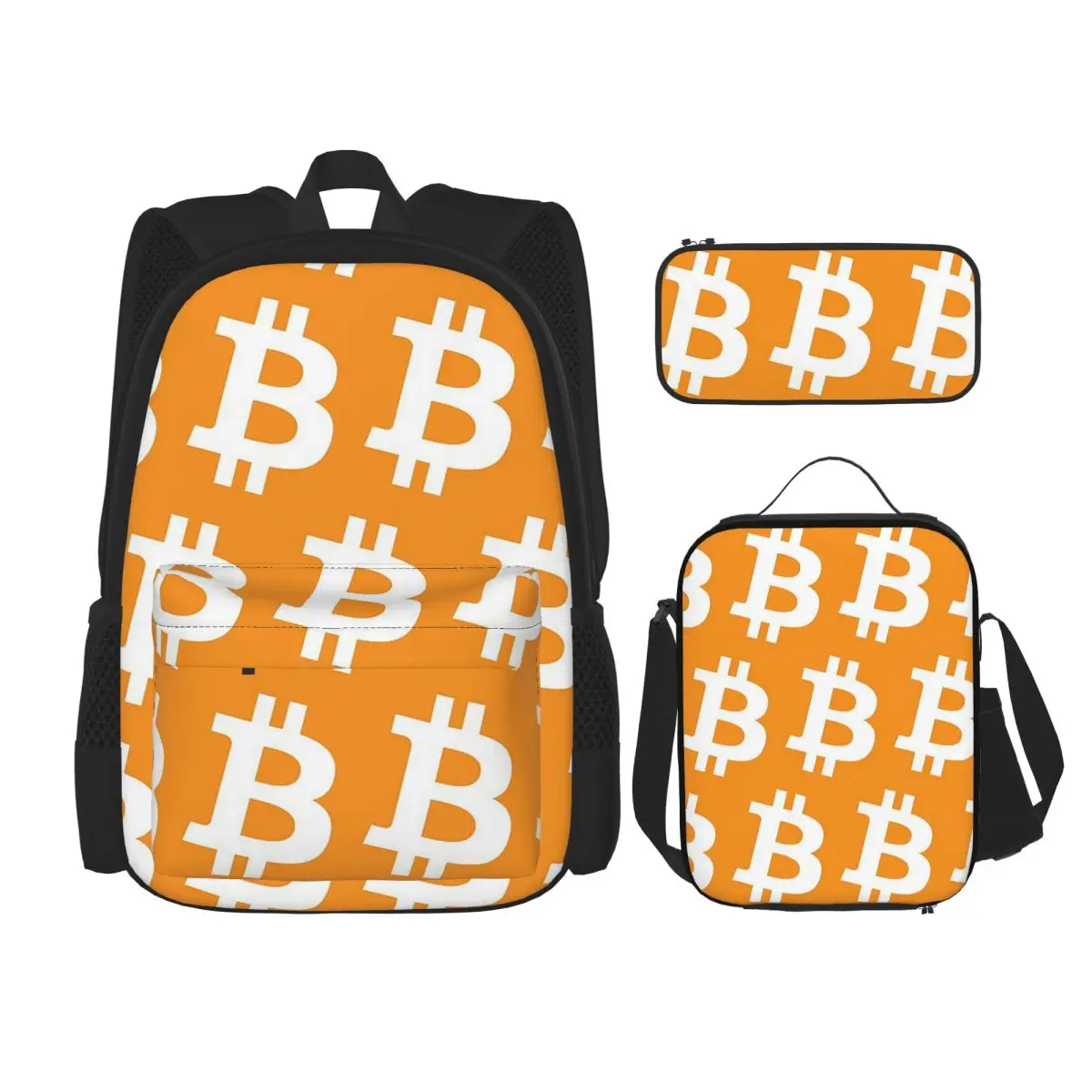 Sac à dos pour mineur de Bitcoin, sac à dos pour étudiants, sacs d'école, sac à déjeuner, sac à crayons, ensemble de trois pièces