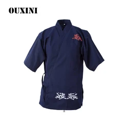 Jaqueta de Chef Masculina Sushi Restaurant, Uniforme de Cozinha, Garçom de Hotel, Roupas de trabalho, Macacão Coreano para Churrasco, Verão