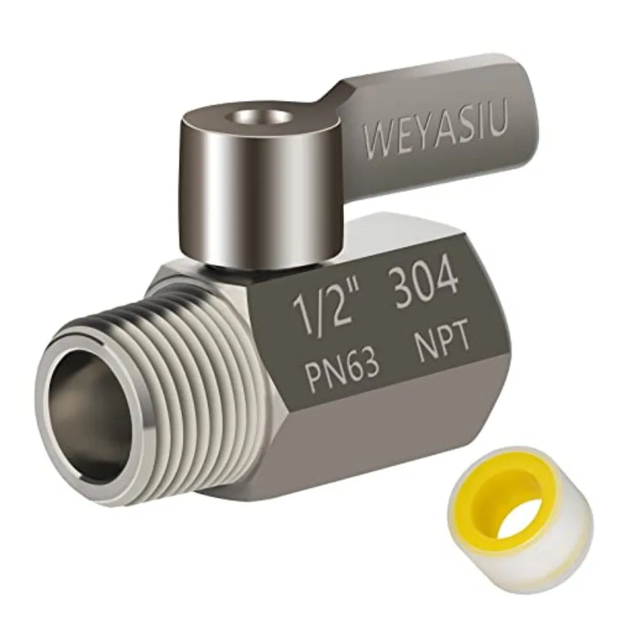 

Shower Head Shut Off Value with Handle Lever, 304 Stainless Steel Water Flow Control Value 1/2" NPT Thread, Showerhead Shower S