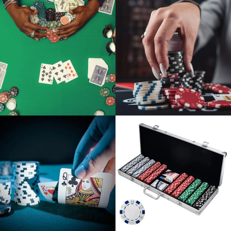 

Poker Chip Set - 11.5g Poker Set with Cards, Buttons, Carrying Case, and 500 Poker Chips for Texas Hold'em and Blackjack Games