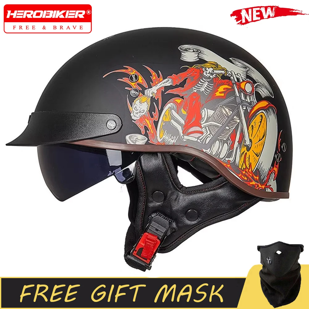 

Summer Motorbike Half Helmet Women Retro Motorcycle Helmet Outdoor Moto Riding Half Helmet Anti Fall Equipment