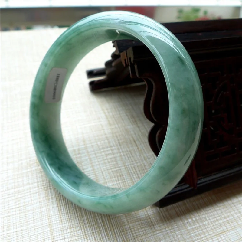 Myanmar Ice Flower Side Ring Floating Green Jade Women's Bracelet