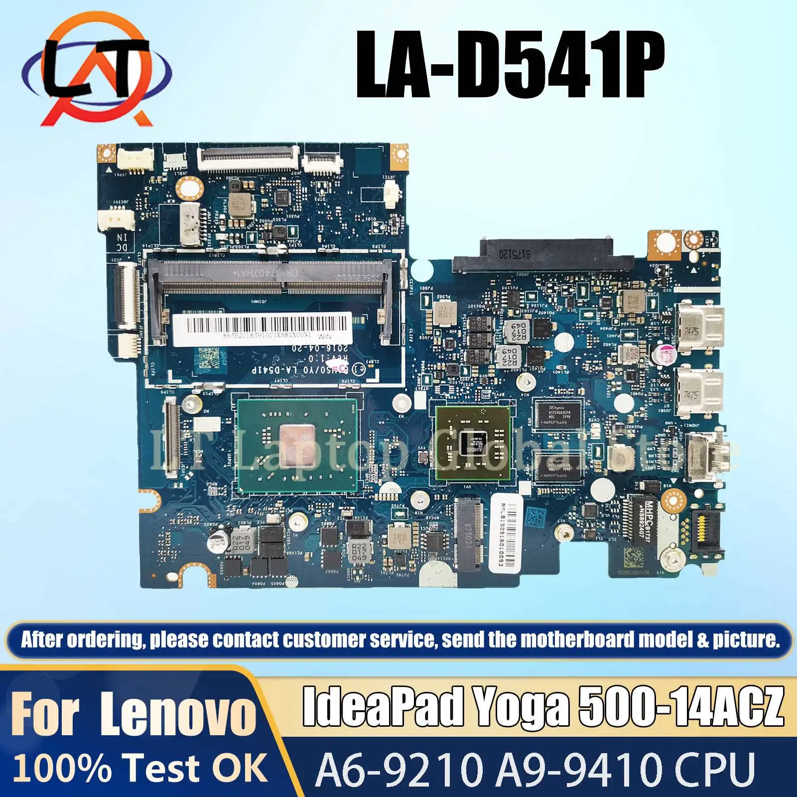 

LA-D541P Mainboard For Lenovo IdeaPad Yoga 510-14AST 500-14ACZ Laptop motherboard With CPU A6-9210 A9-9410 100% Fully Tested