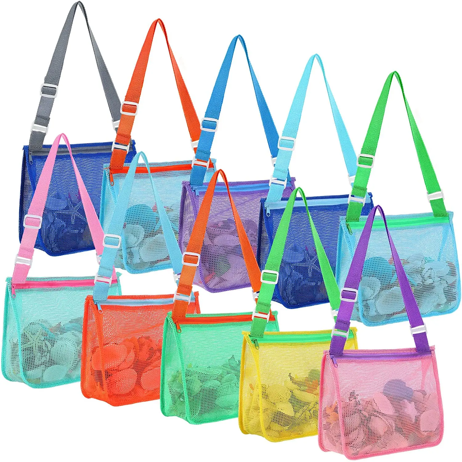 

10 Pcs Beach Toys Mesh Beach Bag Kids Sand Toys Bags Travel Toys Shell Collecting Bag Seashell Bag Swimming Accessories for Kids