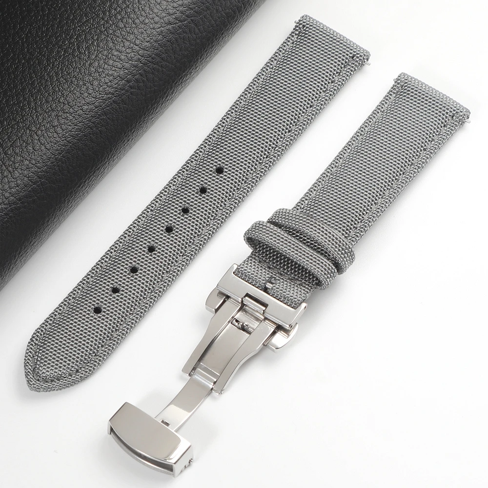 Quick Release Nylon Zeildoek Horlogeband 18mm 19mm 20mm 21mm 22mm 24mm vlinder Gesp Band Voor Omega Voor Seiko Horlogeband