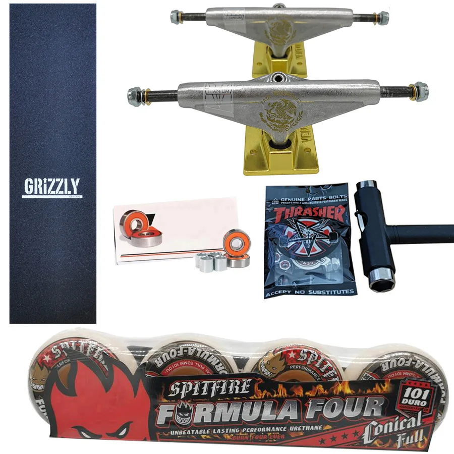 Spitfire Rad geschmiedet 5,25 Zoll Venture Skateboard Trucks gute Qualität Pro Chrom Stahl Lager Griff band Skateboards