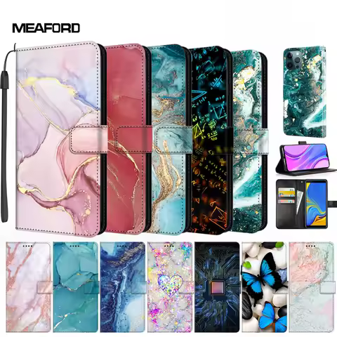 Marble Flip Cases For Samsung S21 S20 FE Ultra Plus 5G Leather Margnetic Stand Wallet Cases For Samsung Galaxy S10 5G Plus S8 S9