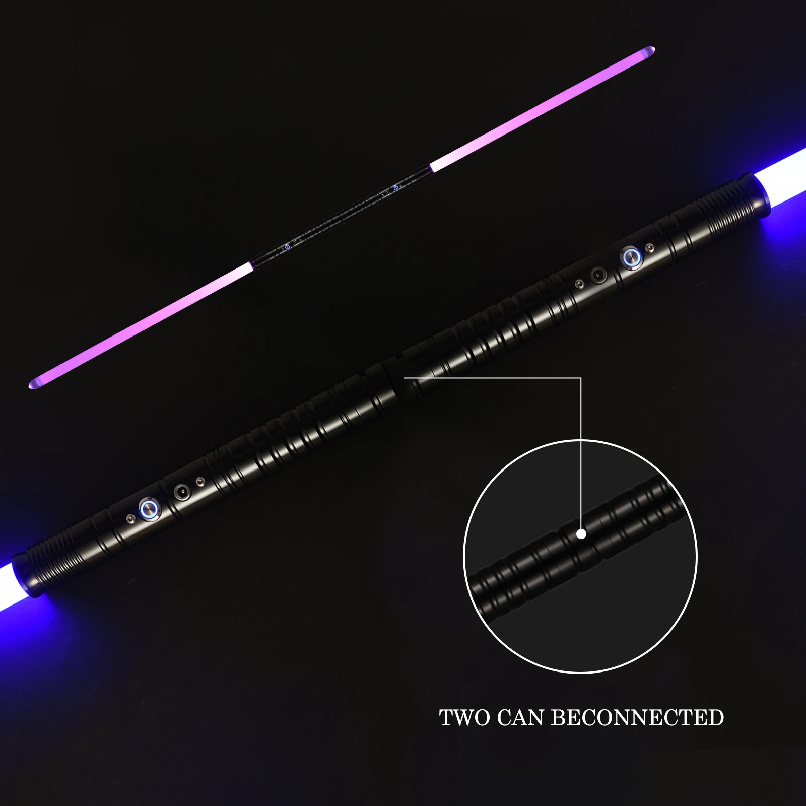 2 pezzi Set RGB 7 colori con impugnatura In metallo variabile spada laser 2 In 1 FX duello spada laser con modalità effetto sonoro carica USB LED spada laser