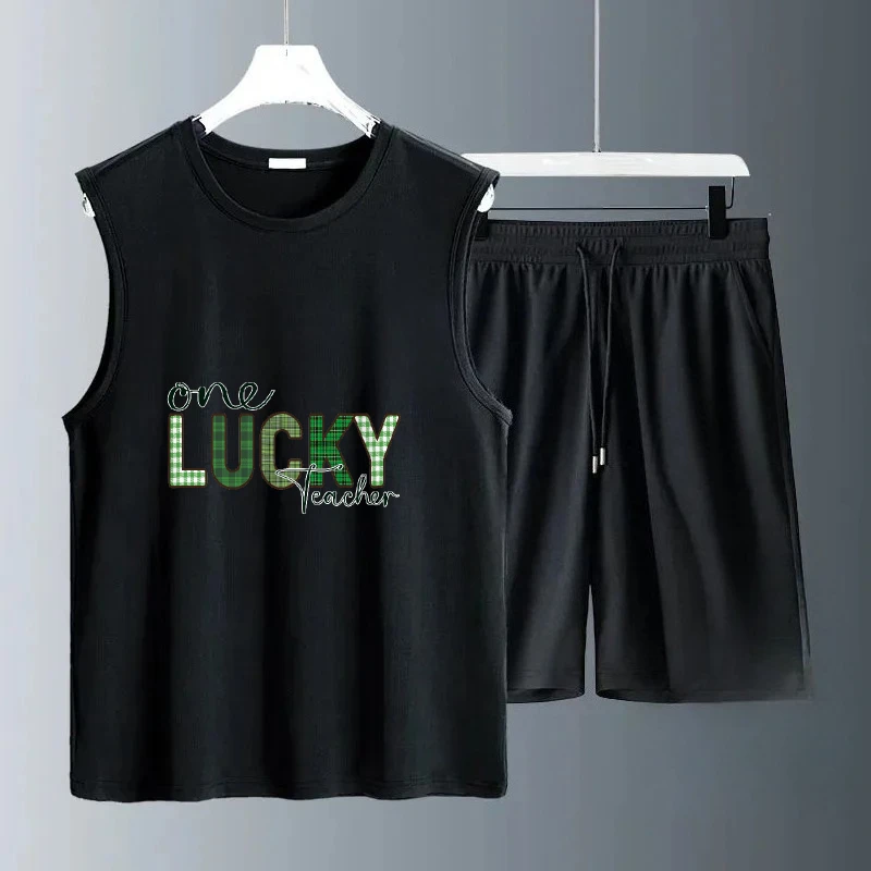 

2025 summer Thin Men's Vest Casual Sportswear Breathable Quick Dry Wear Fashion Sports T-shirts+shorts sets tracksuits gym Sets