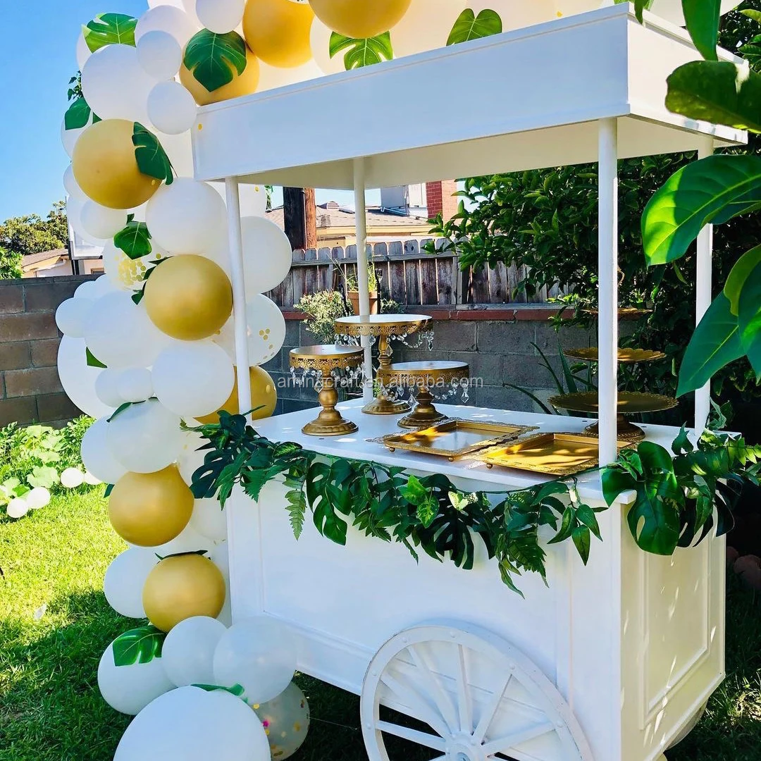 أمينا كرافت الزفاف الديكور عربة عرض خشبية الحلوى الخشب عربات الغذاء للبيع