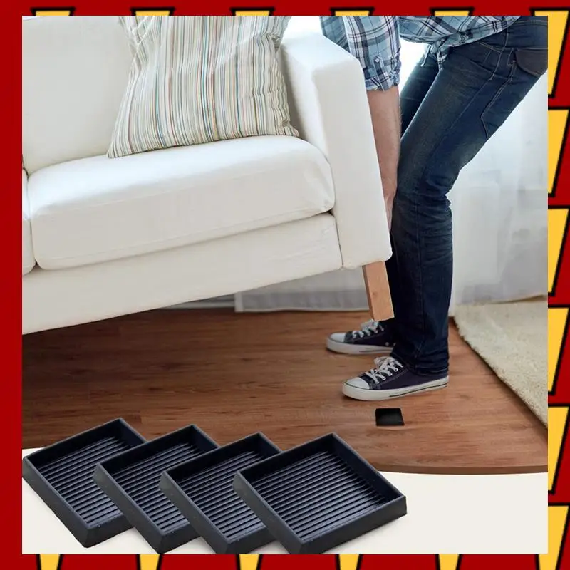 

ABNP 8Pcs Anti-Slip Furniture Pads- 4X4in Square Rubber Anti Skid Caster Cups, Leg Coasters-Couch, Chair, Bed Stoppers
