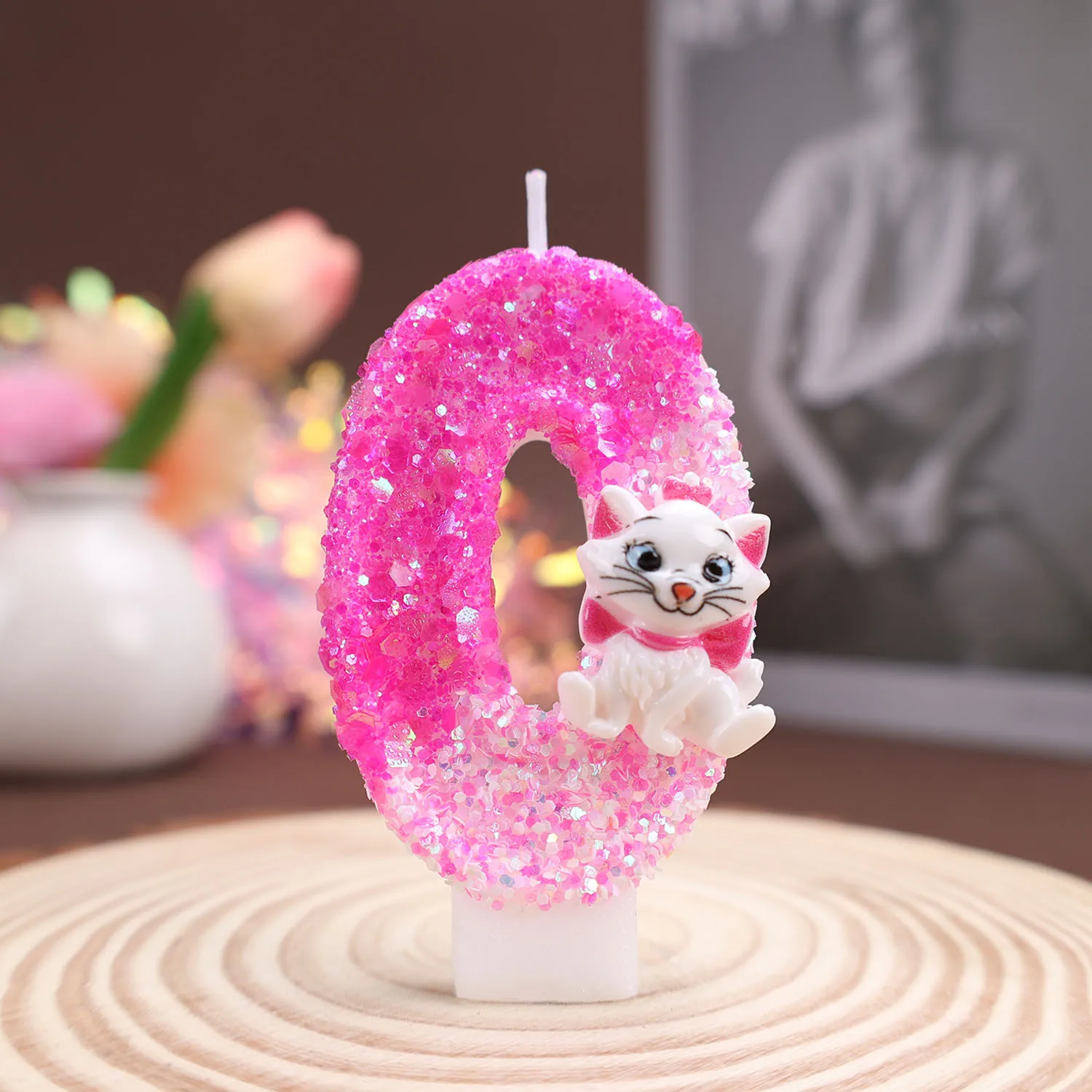 Rose-pink numbered birthday candles, bow-shaped Mary Cat decorative candles, birthday anniversary candles, party gifts