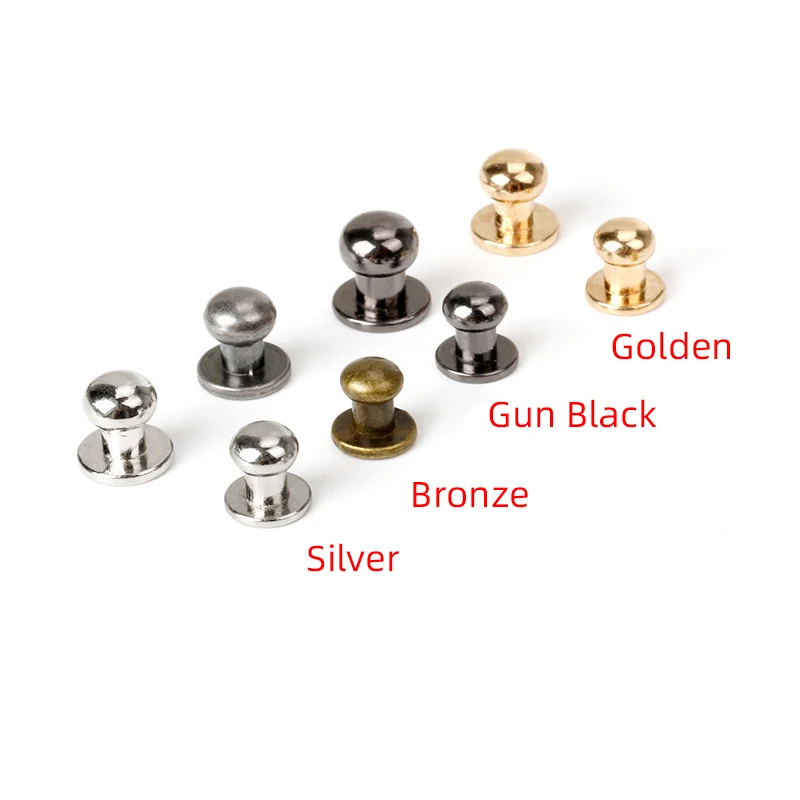 7&8mm 100set Alloy Zinc Round Head Button Studs Rivet Metal Screw Back Spots For Leathercraft Rivets Pin Bullet Clothing Punk