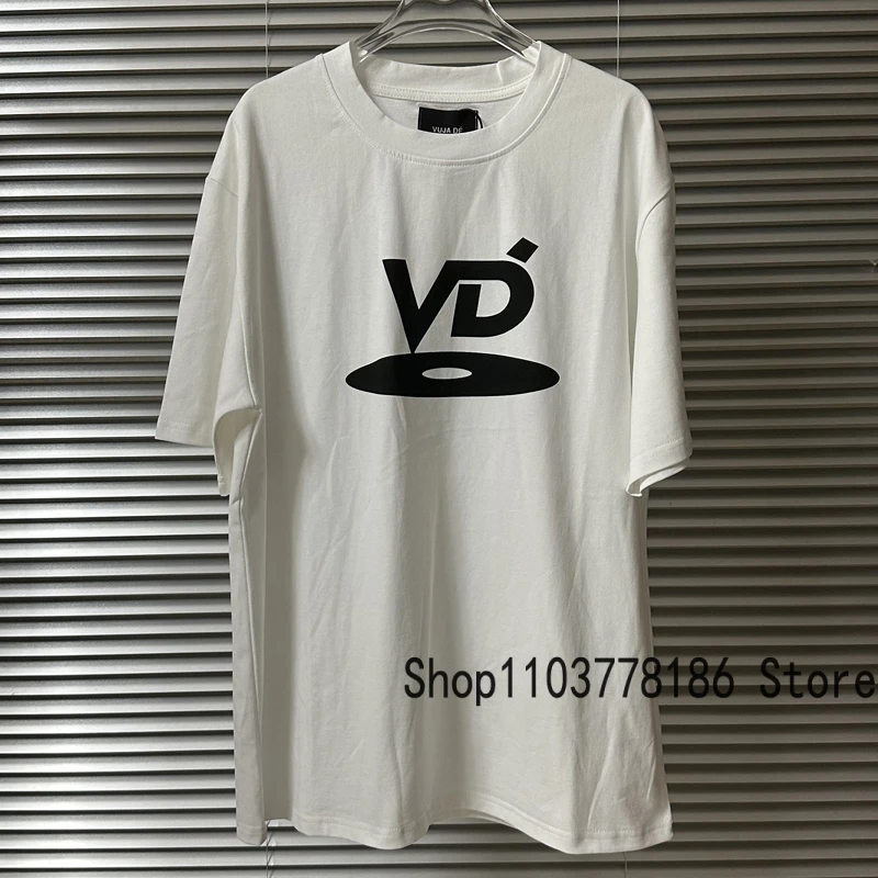 Японская нишевая Модная брендовая футболка VUJADE с коротким рукавом в стиле Харадзюку, Повседневная простая футболка с принтом VD для мужчин и женщин, топ для пар