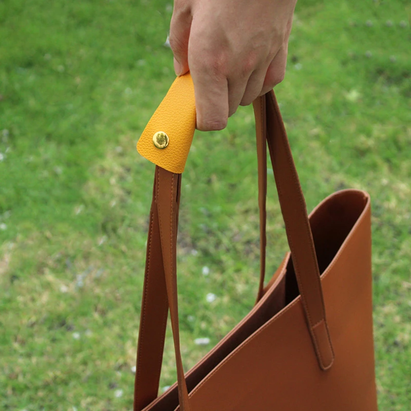 2Pcs Handbag Grip Protective Cover PU Clip Type Simple Handle Pu Leather Cover Removable Handle Luggage Handle Protective Covers image 3