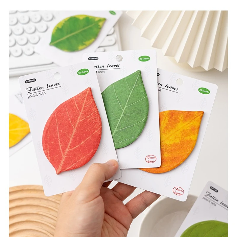 Memo Pad Cross Border Leaf Stickers with Grade Sense and Strong Stickiness Leaf Memo Message Stickers Office & School Supplies