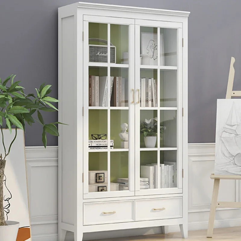 

Minimalist Living Room Bookcase Large and Small Apartment Type Display Cabinet Made of Glass