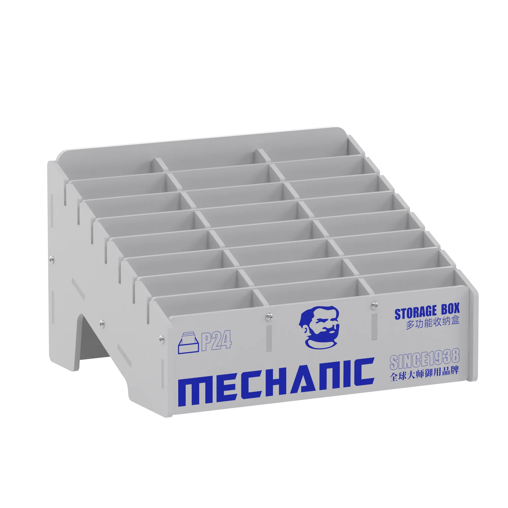 Mechanic P24 Multi-functional Storage Box 24 Slots Large Space for Repair Device Storing Tool-free Assembly PVC Box