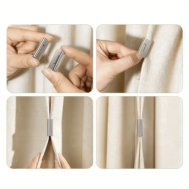 5 Pairs Magnetic Curtain Clip Set Avoid Curtain Light Leakage High-Quality Metal Material for Various Curtains Blackout Curtains - view 4
