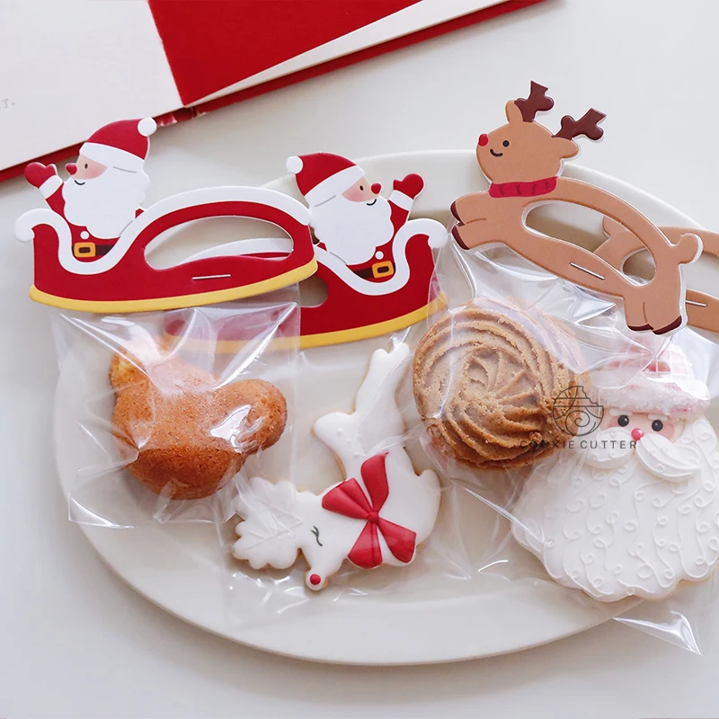 Christmas Self Seal Cellophane Santa Claus Cookie Bag Xmas Self Adhesive Sealing Treat Biscuit Bags For Cake Candy Gifts Packing