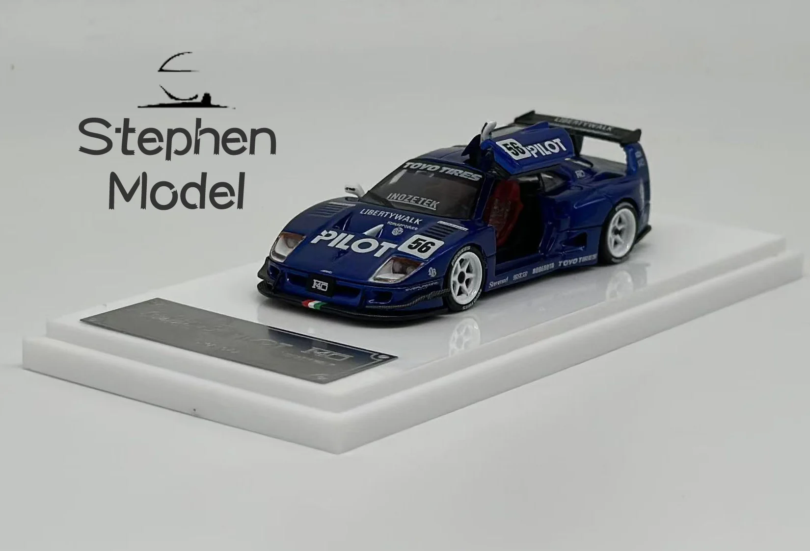 Demon King Auto 1:64 F40 LB-Works # 56 نموذج سيارة باراماونت أزرق / إنتر ميلان أسود أزرق دييكاست