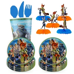 Disney Zootopia Theme Birthday Party Decorative Disposable Tableware Set Background Balloon Banner Baby Shower Gift articles for