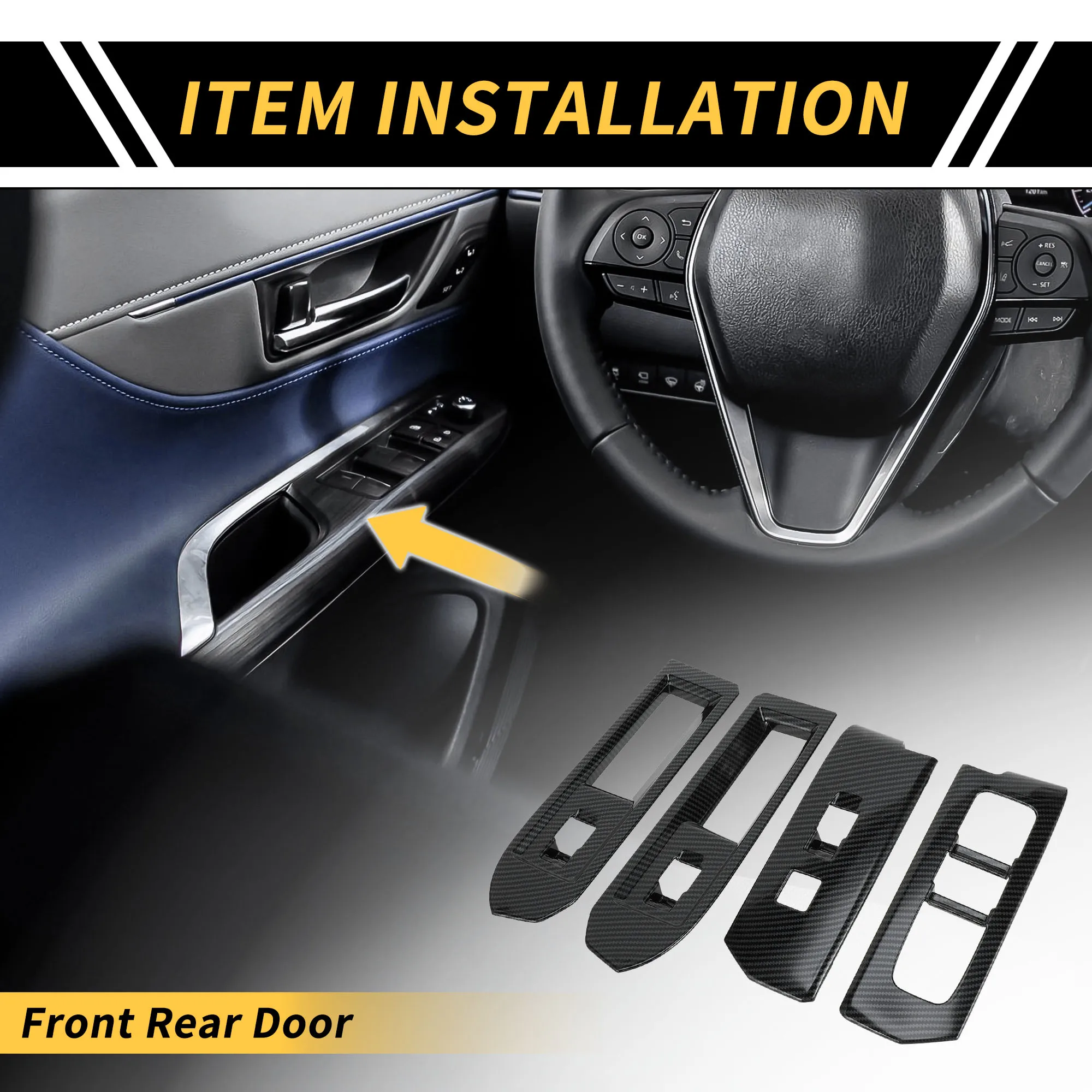 

UXCELL 1 Set Carbon Fiber Pattern Front Door Window Switch Trim for Toyota Tacoma 2024
