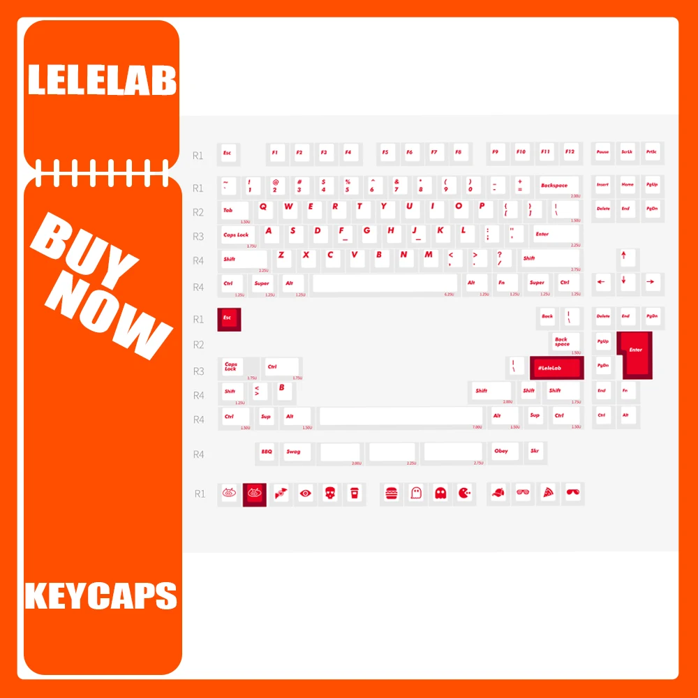 LeleLab SupSup Keycaps Set ABS Light Transparent 136Keys Mechanical Keyboard Keycap Relegendables Key Caps Pc Gamer Accessories