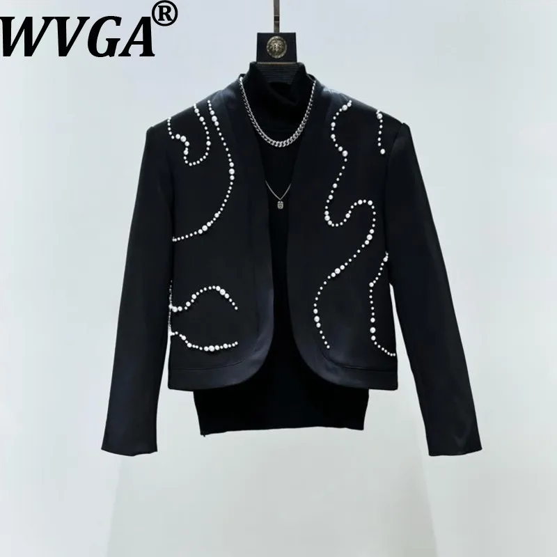 

WVGA Весна Осень Новый Мужской Tide Pearl Модный Короткий Блейзер Без Воротника Нишевый Шикарный Повседневный Прямой Костюм Брюки Комплект Из Две Частей W15644