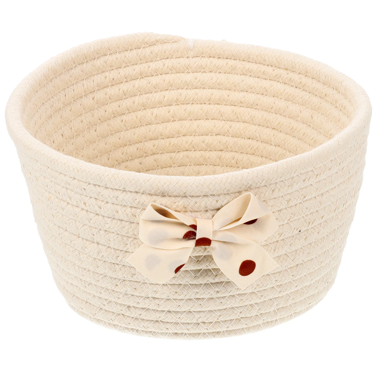 

Bowknot Storage Basket Small Round Woven Cotton Rope Basket For Home Decor Nursery Organizer Snack Key Holder Shallow