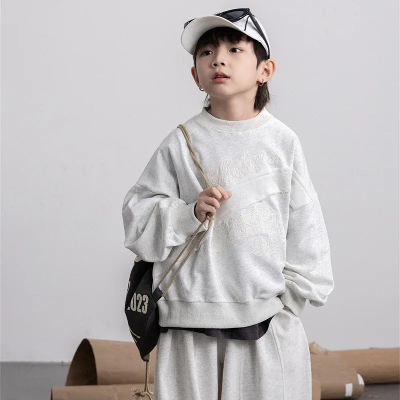 

Children Clothing Set 2024 New Spring Autumn Fashionable Long Sleeve Hoodie Korean Style Full Length Pants Two Piece Set