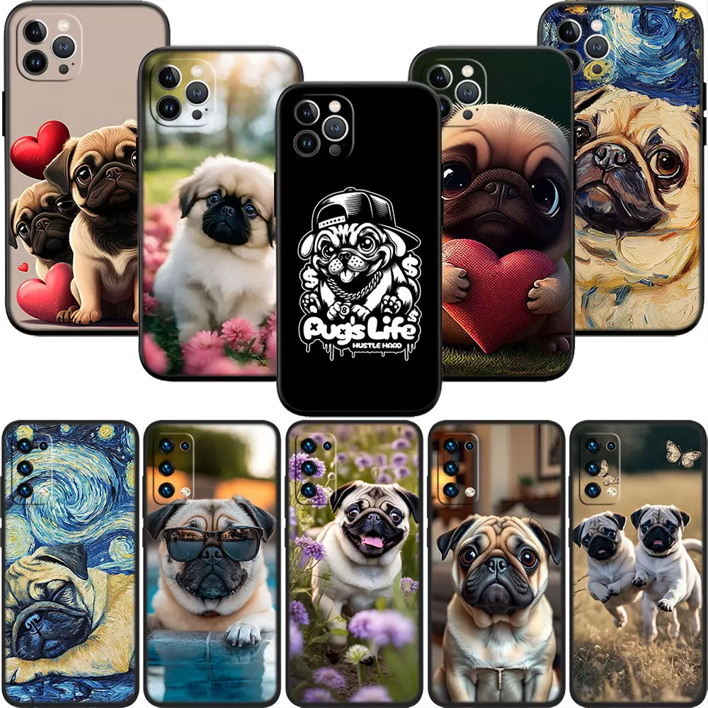 Capa de Telefone CJ90 para Cachorro Pug para Motorola Moto Edge 60 60s 70 G86 G56 G54 E14 G04S G45 G54 G64 S30 S50 X30 X40 X50 Ultra Pro Power
