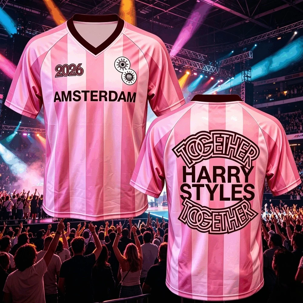 2026 New Harry Styles Amsterdam Merch Pink Men's, Women's, Children's, Short Sleeved T-shirt