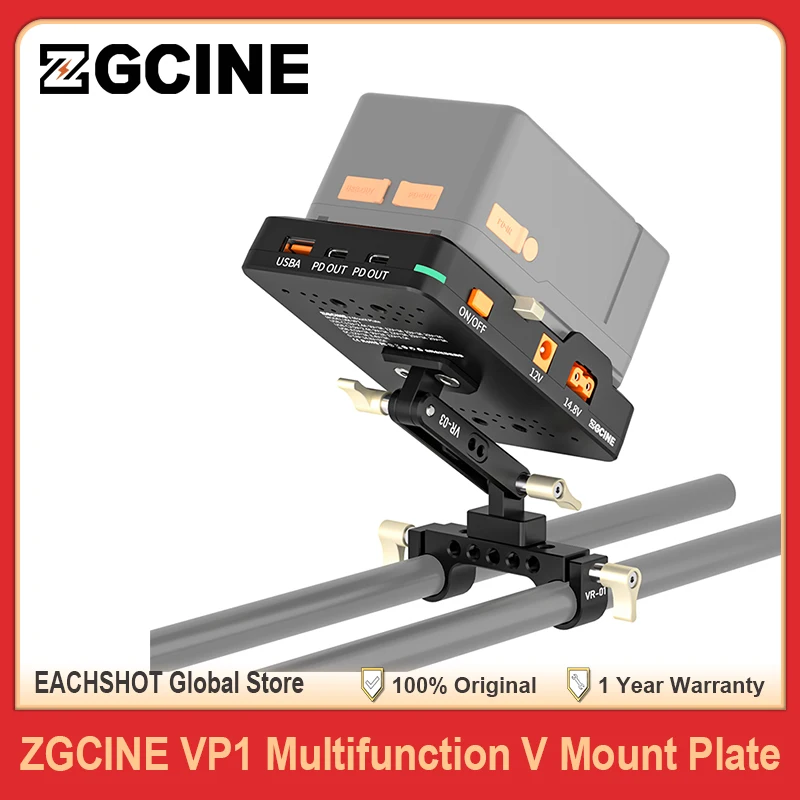 ZGCINE VP1 V MOUNT Plate Standard V Battery V-Lock Plate Adapter  PD 14.8V With 15MM Rod Clamp for DSLR Camera