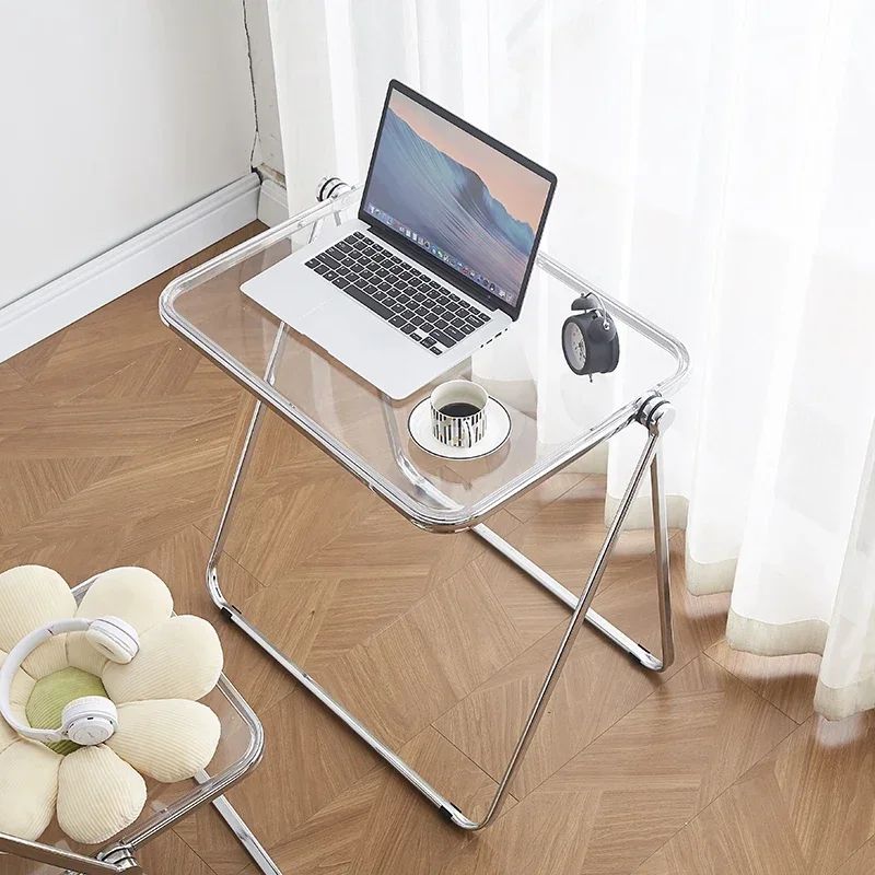 Acrylic Folding Desk, Small Portable Study Desk, Balcony and Bedroom Computer Table, Mini Bedside Table, Lightweight