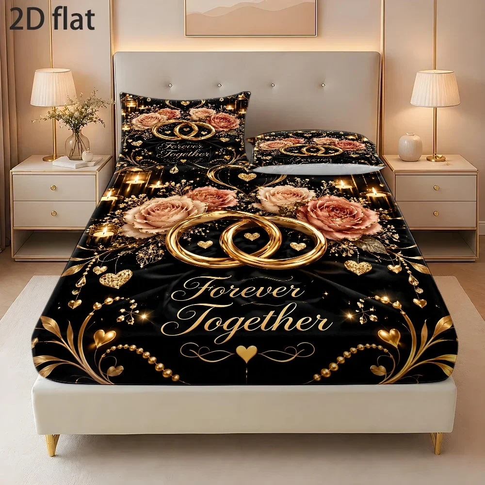 3Pcs Luxurious Palace Style Print Bedding Set, Soft and Comfortable, Suitable for Bedroom, Guest Room, One Fitted Sheet + Two Pillowcases, No Core