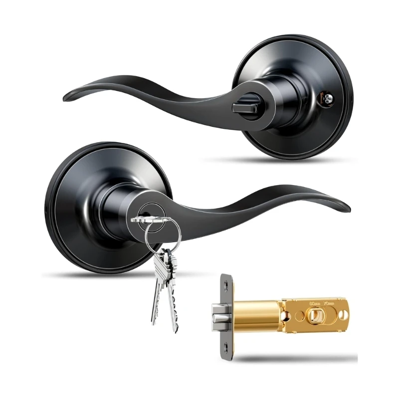 E15A Bathroom Handle Lock with for Interior Doors, Bedroom Easy to Install