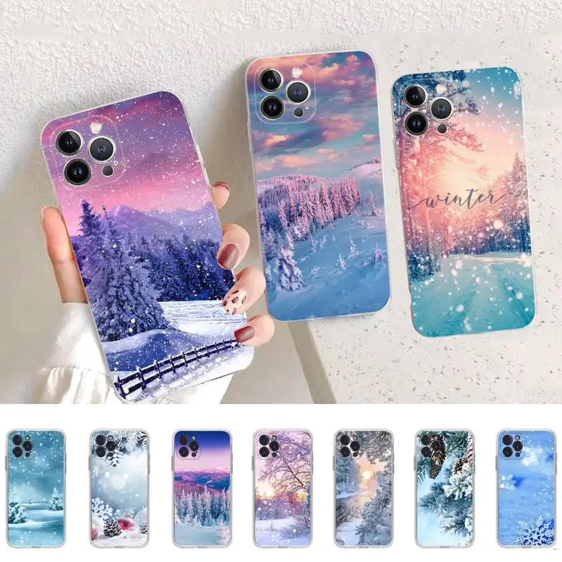 Winter Snow Phone Case Silicone Soft for iphone 14 13 12 11 Pro Mini XS MAX 8 7 6 Plus X XS XR Cover