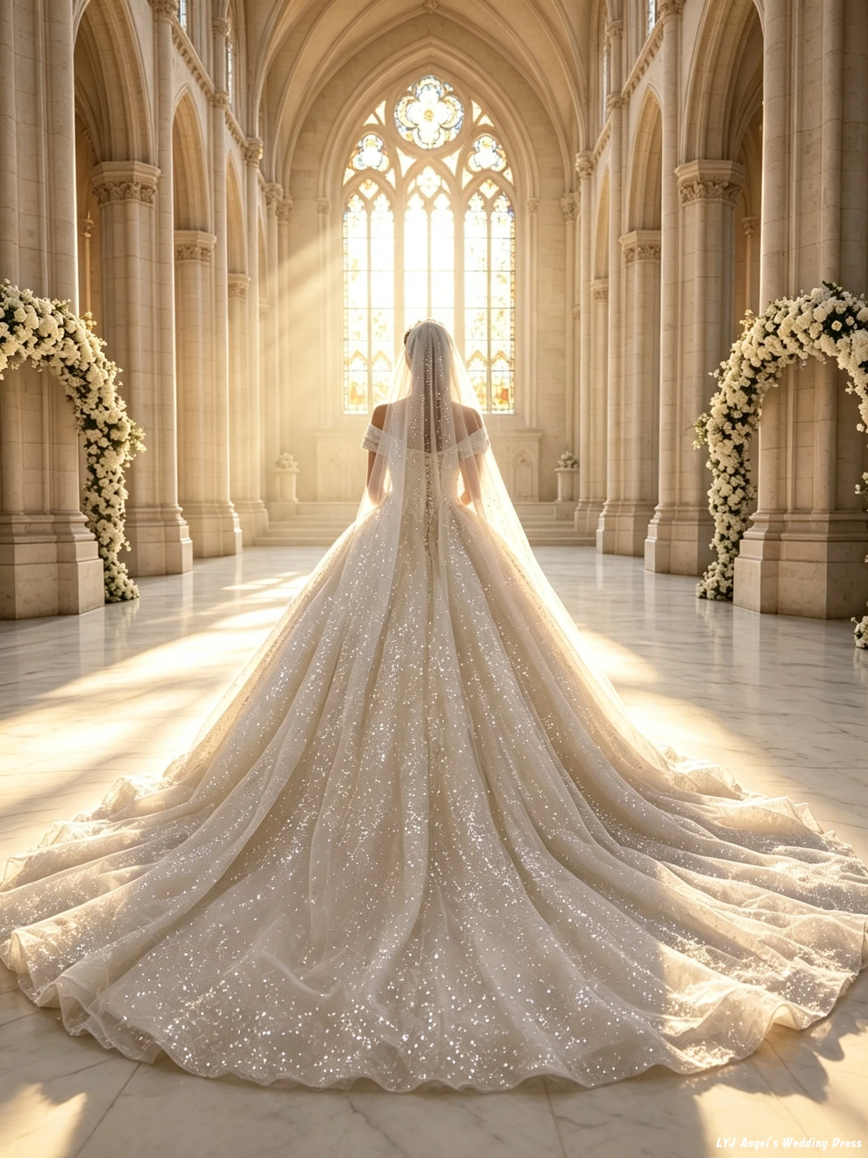 Sparkle 3M 350CM Cathedral Wedding Veil Shiny Tulle Long Glitter Bridal Veil Elegant Hair Accessory for Brides
