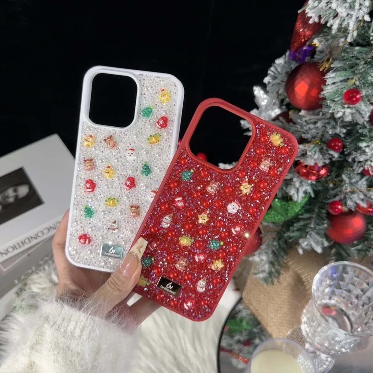 Christmas Ornaments Diamond Phone Case For Apple 16 15promax Iphone14plus 13pro 12 Holiday Bling Cute Girl Full Cover Phone Case