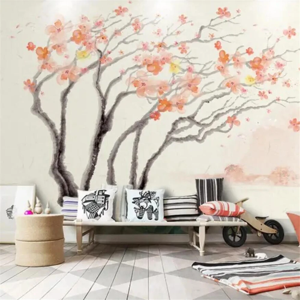 custom Sakura abstract tree photo mural wallpaper TV background flowers wall paper home decoration art Wall stickers painting